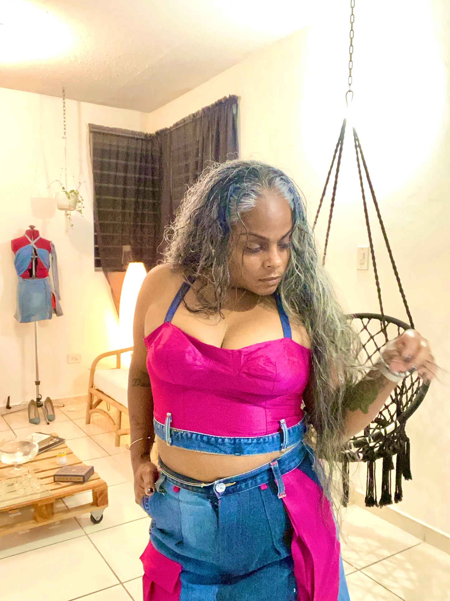Conjunto Denim Fushia